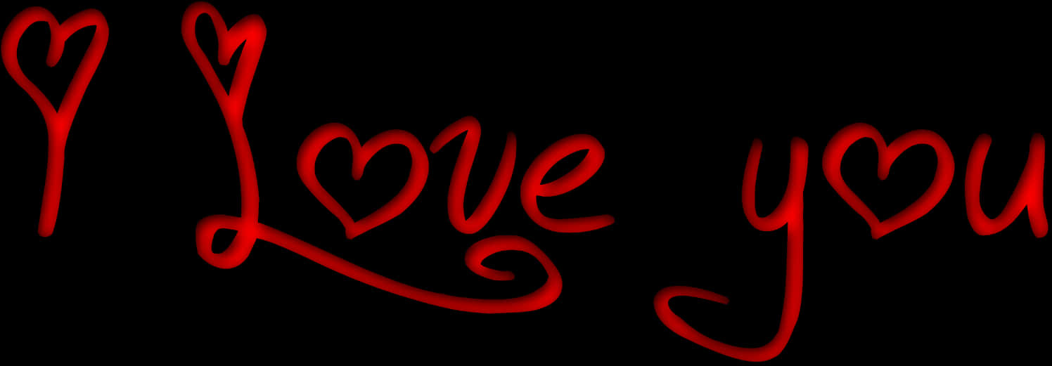 Red Love You Calligraphy PNG Image