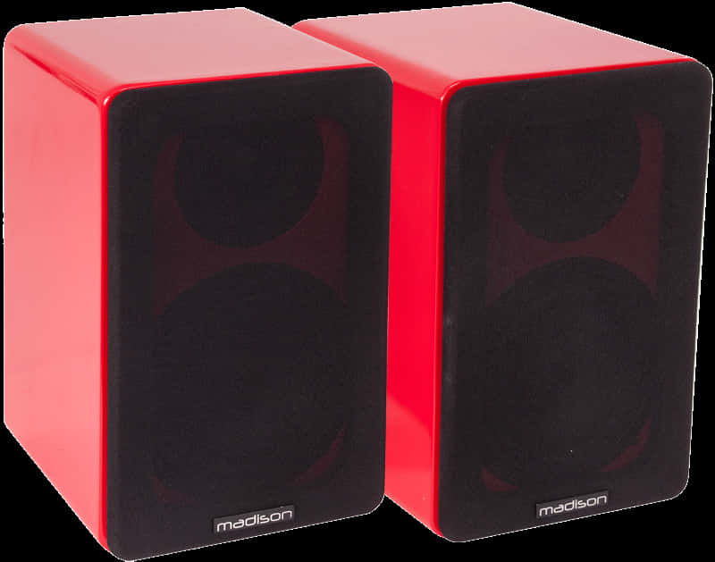 Red Madison Bookshelf Speakers PNG Image