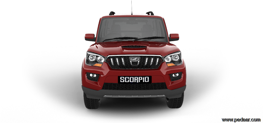 Red Mahindra Scorpio Front View PNG Image