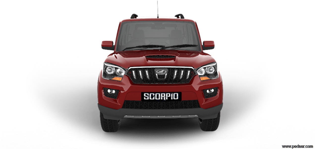 Red Mahindra Scorpio Front View PNG Image