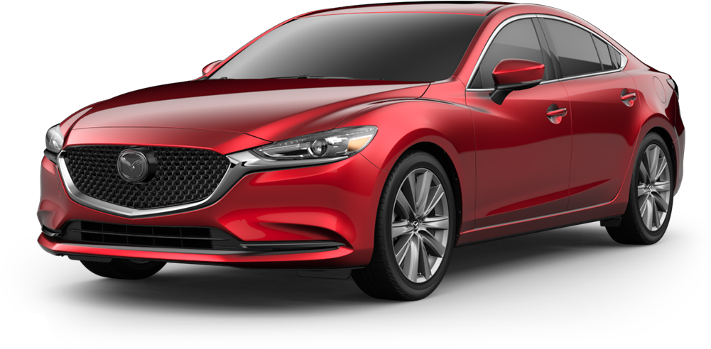 Red Mazda Sedan Profile View PNG Image