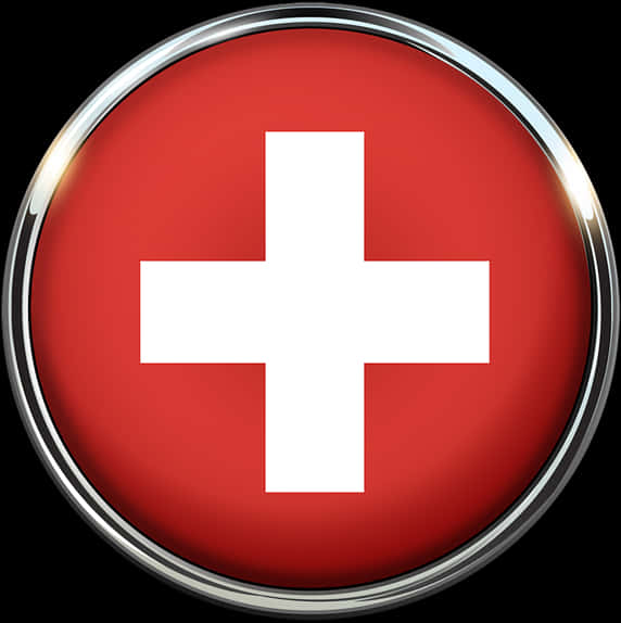 Red Medical Cross Button PNG Image