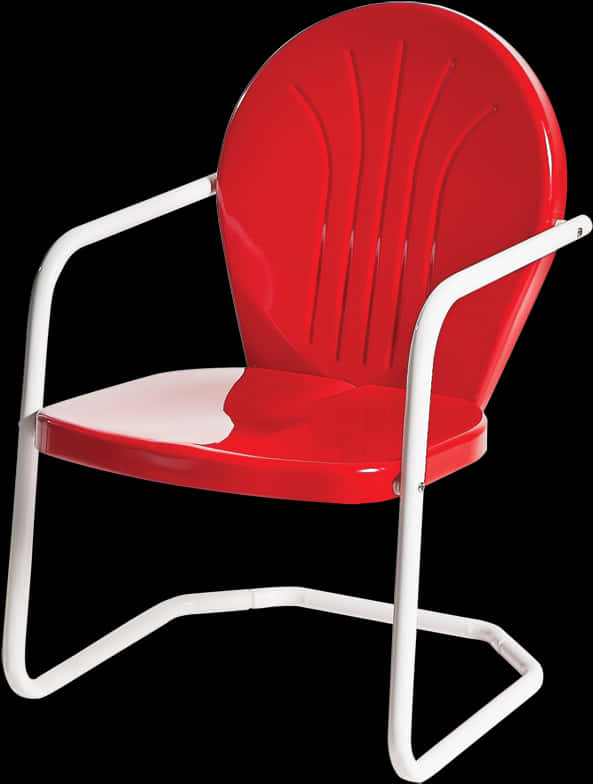 Red Metal Retro Chair PNG Image