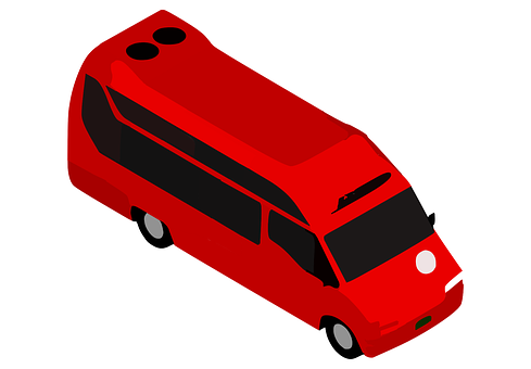 Red Modern Bus Illustration PNG Image