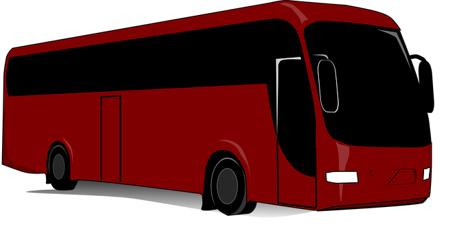 Red Modern Coach Bus PNG Image