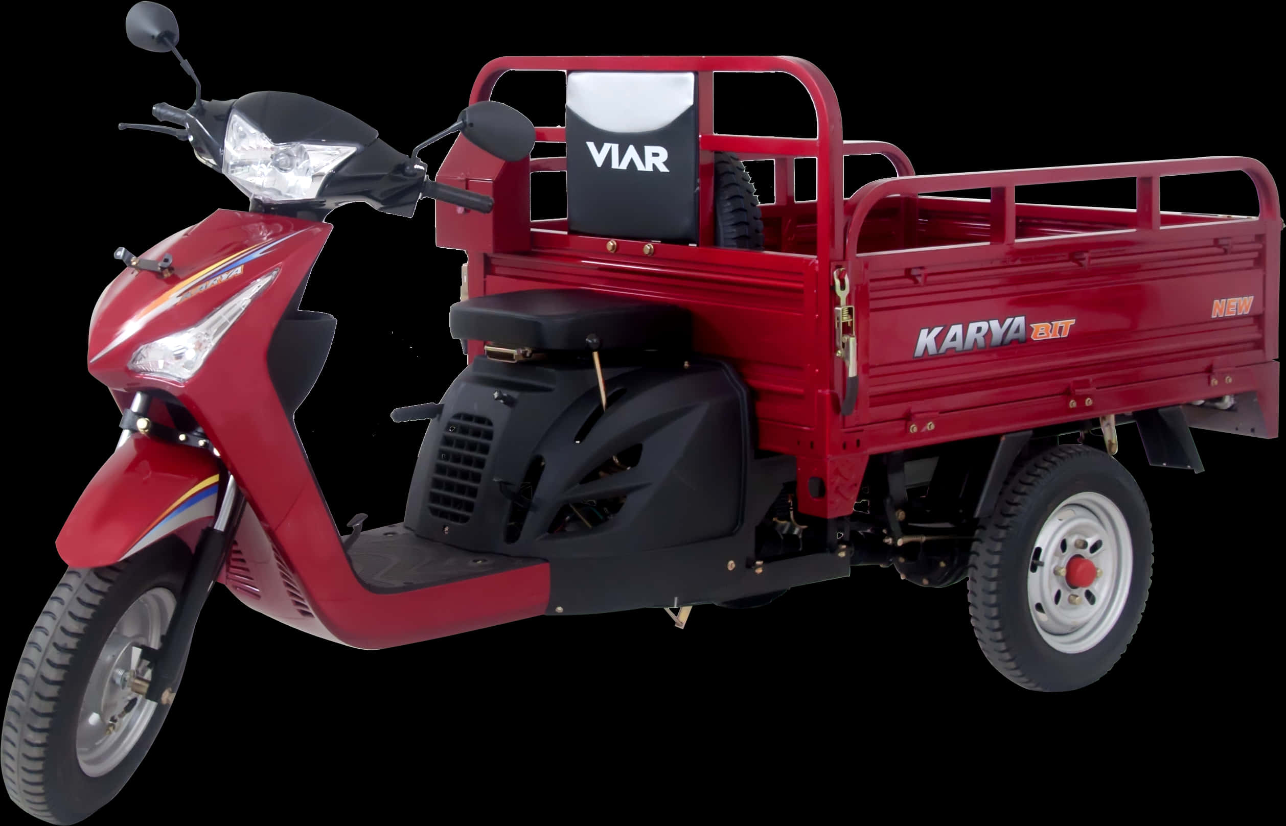 Red Motorized Tricycle Cargo Vehicle PNG Image