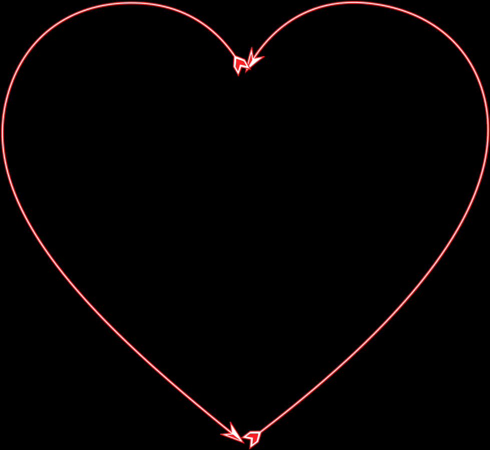 Red Neon Heart Outline PNG Image