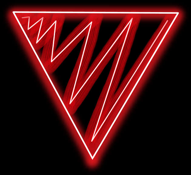 Red Neon Triangle Abstract PNG Image