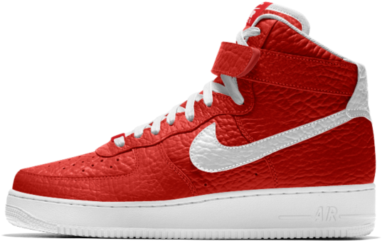 Red Nike Air Force1 High Top Sneaker PNG Image