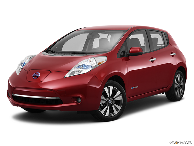 Red Nissan Leaf Electric Car PNG Image