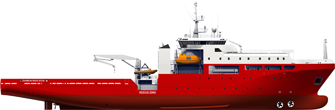 Red Offshore Support Vessel PNG Image