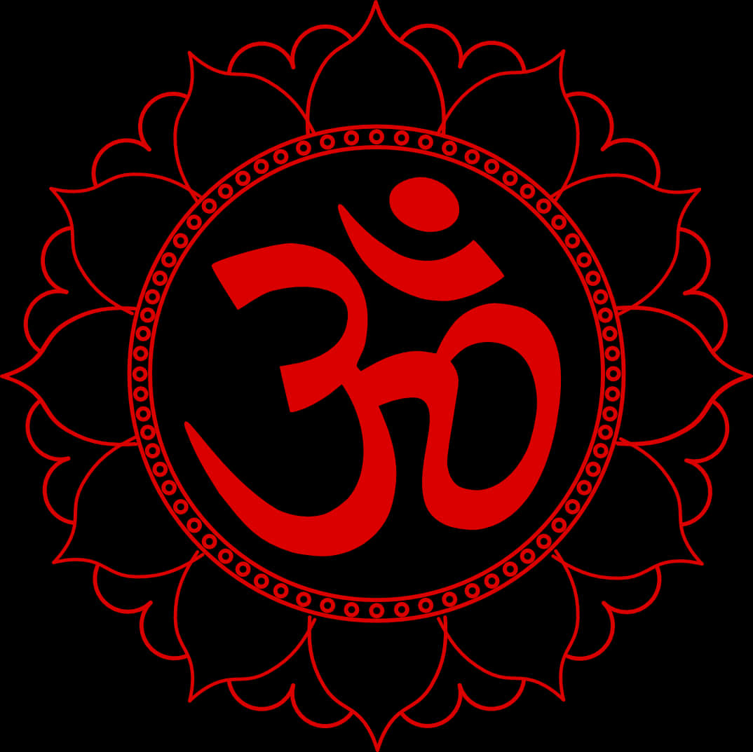 Red Om Symbol Black Background PNG Image