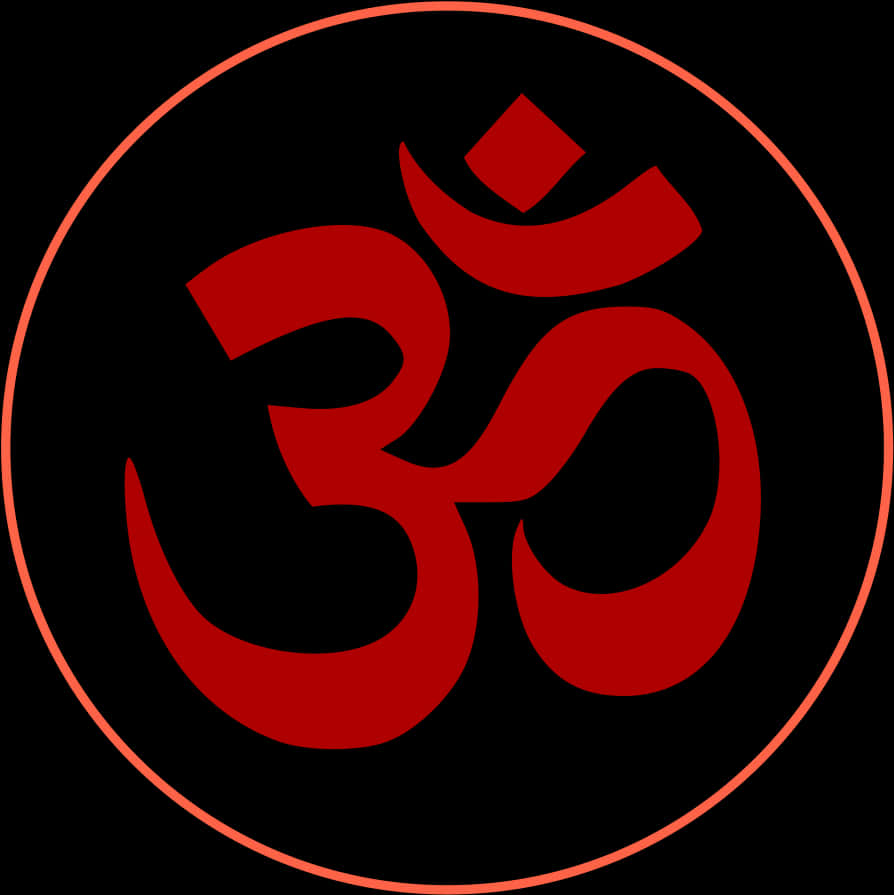 Red Om Symbol Black Background PNG Image