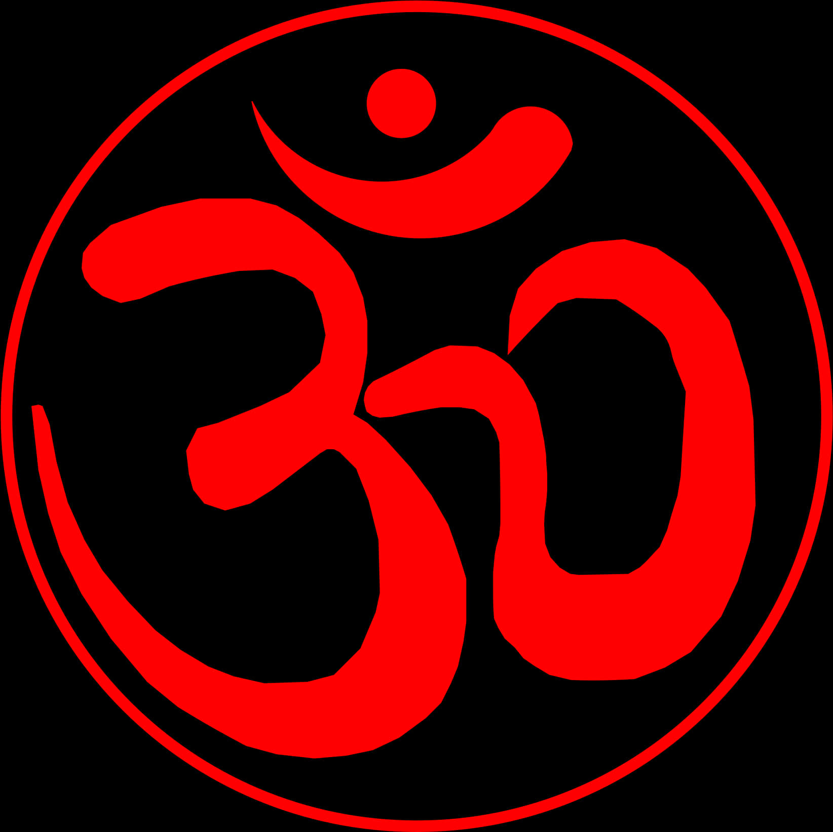 Red Om Symbolon Black Background PNG Image