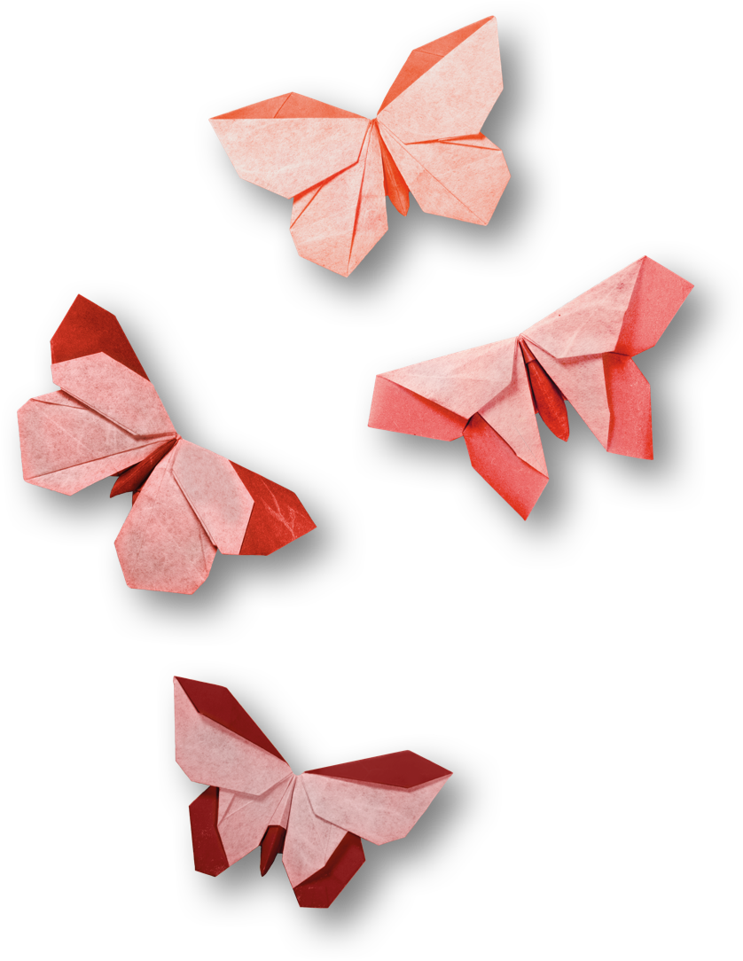 Red Origami Butterflies PNG Image