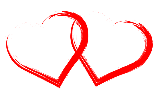 Red Outline Heartson Black PNG Image