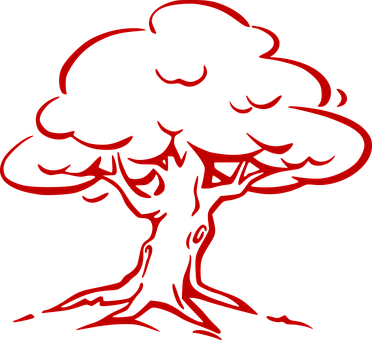 Red Outline Tree Illustration PNG Image