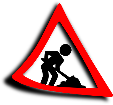 Red Outline Triangle Warning Sign PNG Image