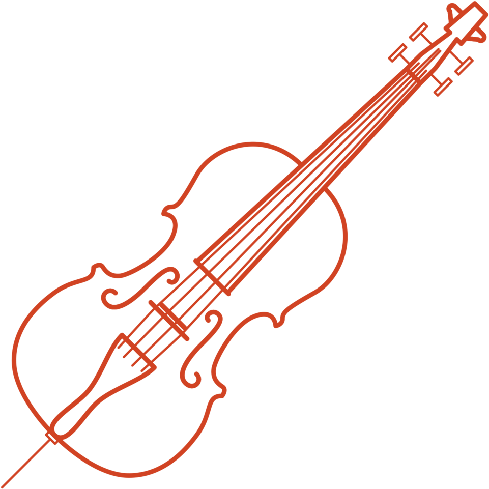 Red Outline Violinon Blue Background PNG Image