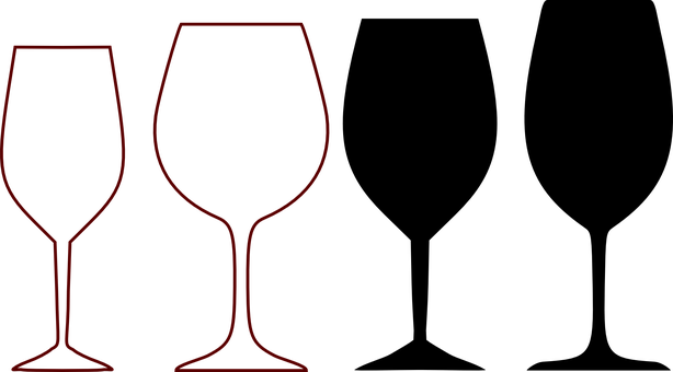 Red Outline Wine Glasses PNG Image