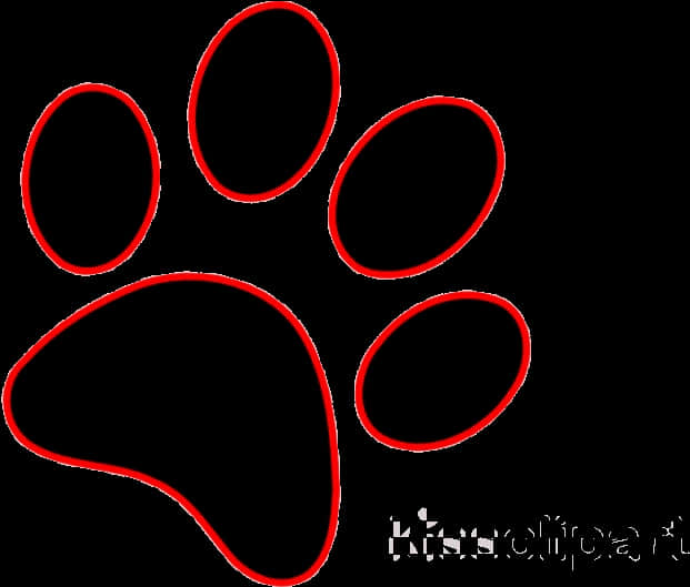 Red Outlined Black Paw Print PNG Image