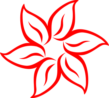 Red Outlined Flower Graphicon Black Background PNG Image