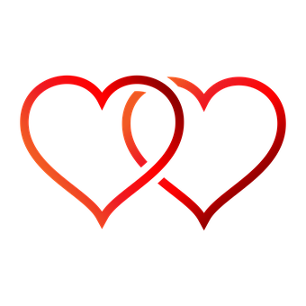 Red Outlined Heartson Black Background PNG Image