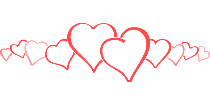 Red Outlined Heartson Black Background PNG Image