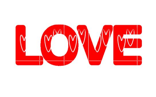 Red Outlined Love Text PNG Image