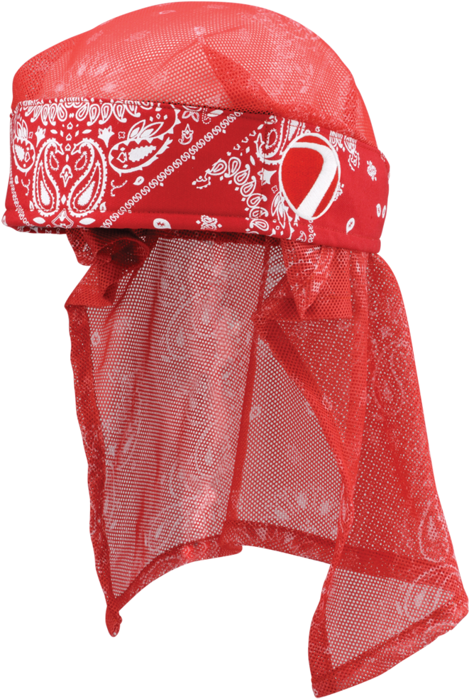 Red Paisley Bandana Hair Cover PNG Image