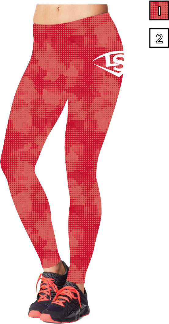 Red Patterned Sports Leggings PNG Image