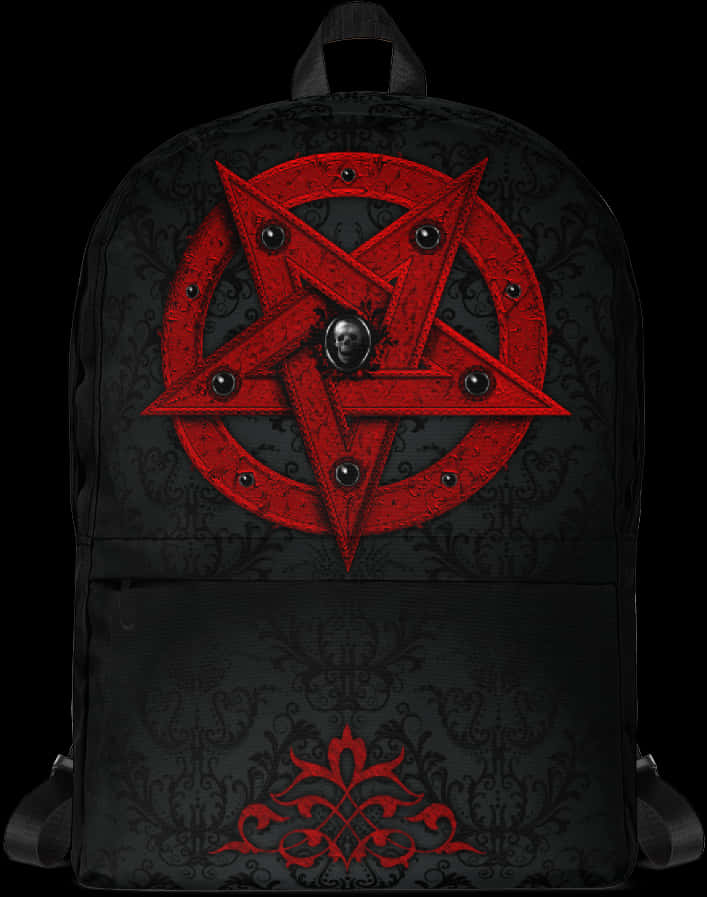 Red Pentagram Backpack PNG Image