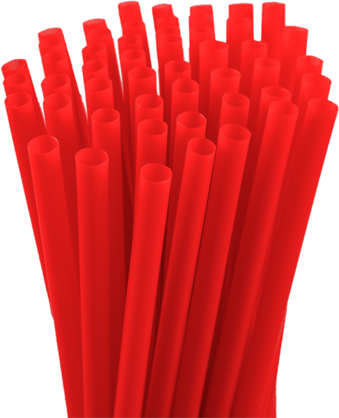 Red Plastic Straws Bundle PNG Image