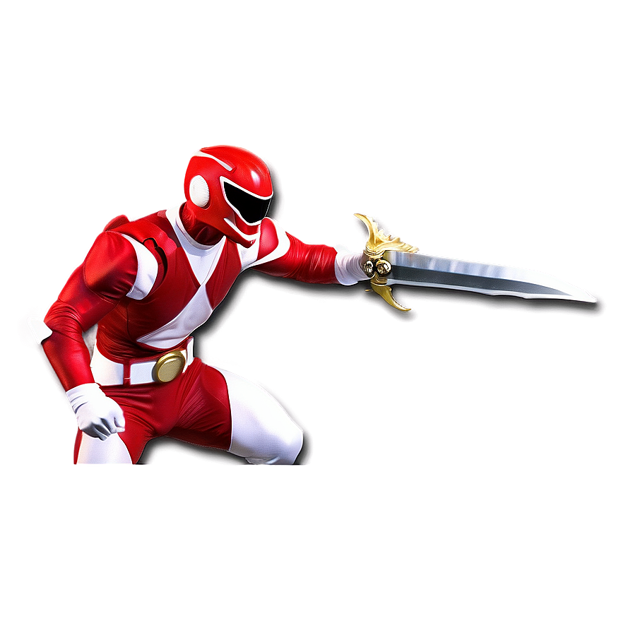 Red Ranger Sword Attack Png Iff26 PNG Image