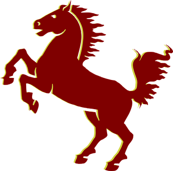 Red Rearing Horse Silhouette PNG Image