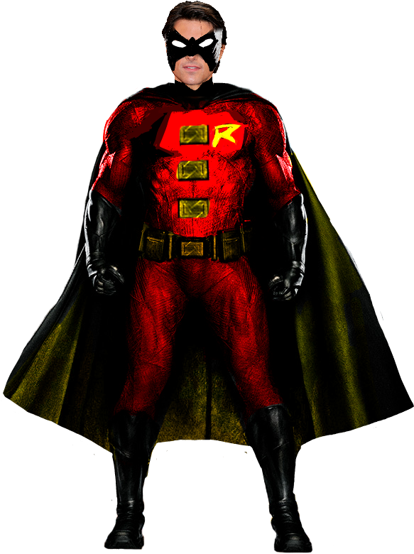 Red Robin Costume Standing PNG Image