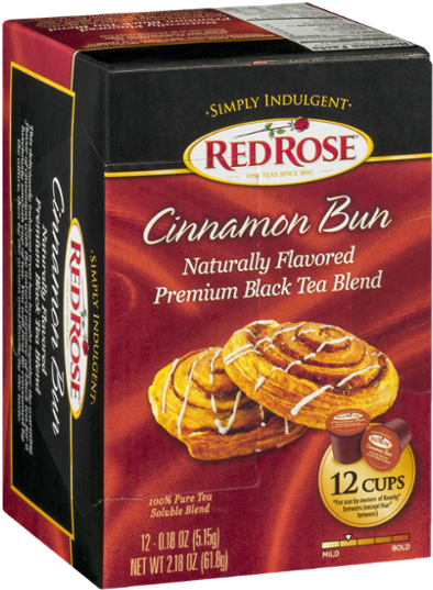 Red Rose Cinnamon Bun Tea Box PNG Image