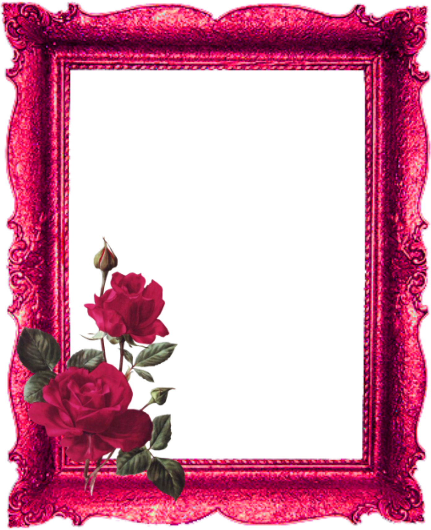 Red Rose Decorated Frame PNG Image