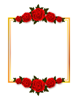 Red Rose Frame Black Background PNG Image