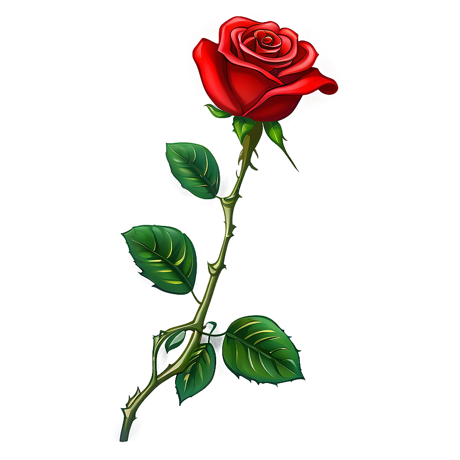 Red Rose Stem Illustration PNG Image