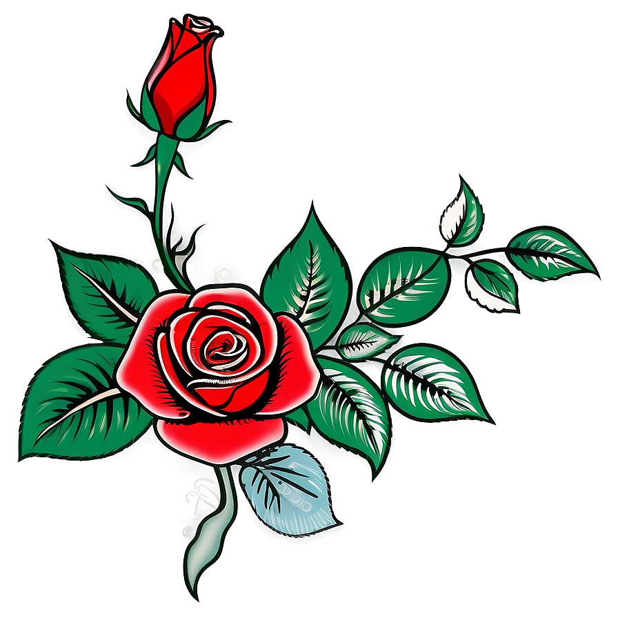 Red Rose Tattoo Template Png 10 PNG Image