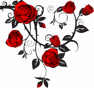 Red Roses Artistic Design PNG Image