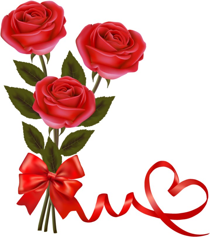 Red Roses Bouquetwith Ribbon PNG Image