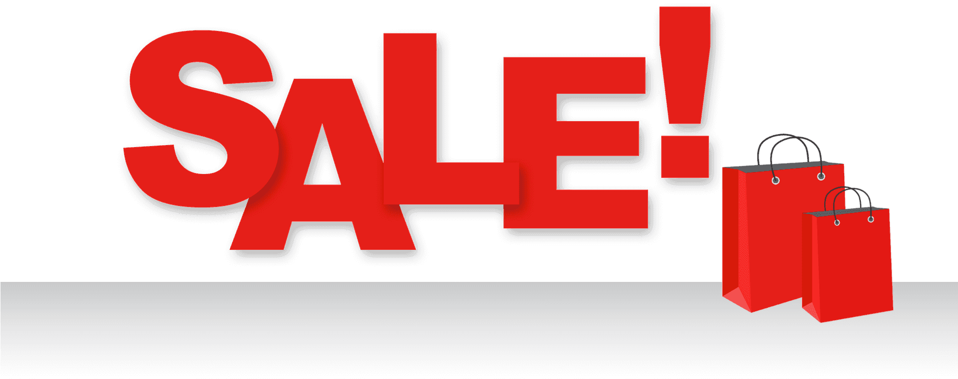 Red Sale Signand Shopping Bags PNG Image