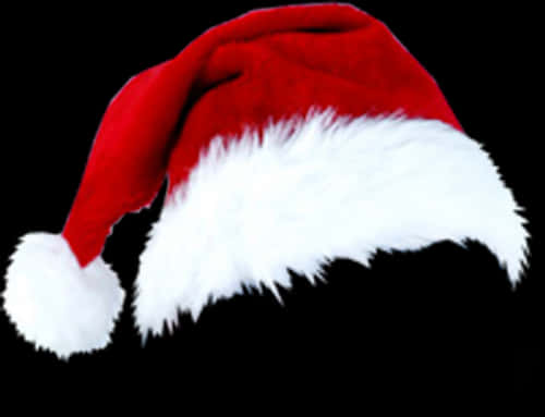 Red Santa Hat Black Background PNG Image