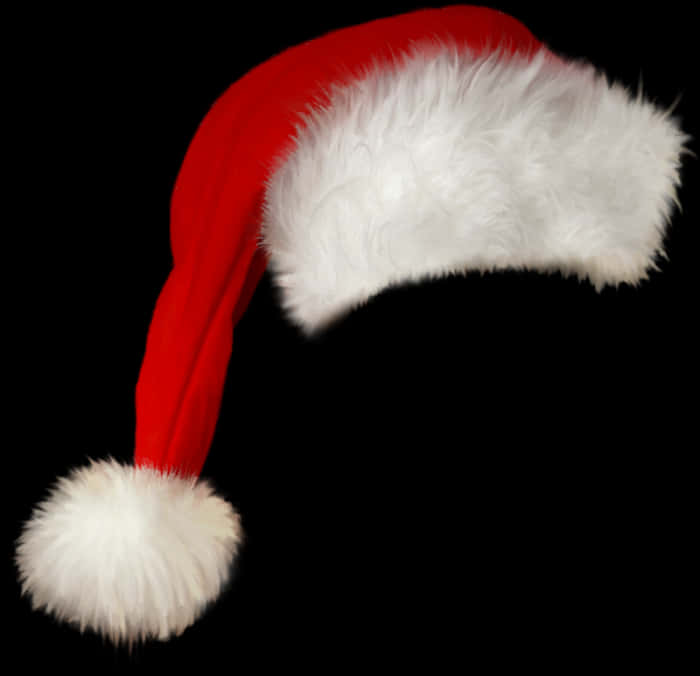 Red Santa Hat Black Background PNG Image