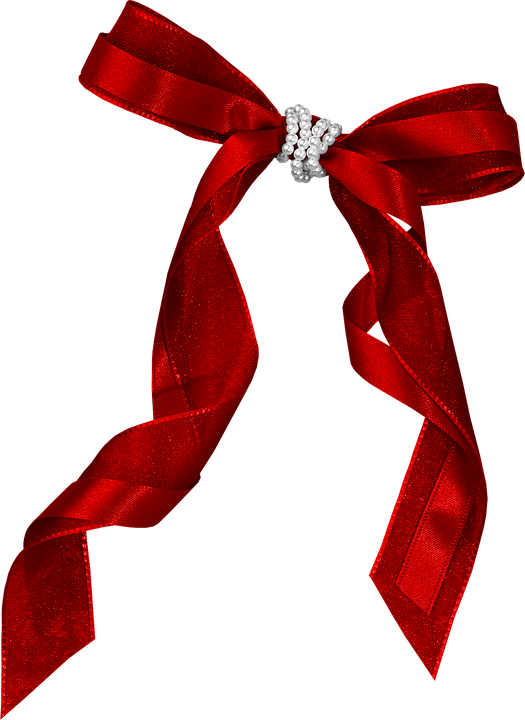 Red Satin Bowwith Diamonds PNG Image