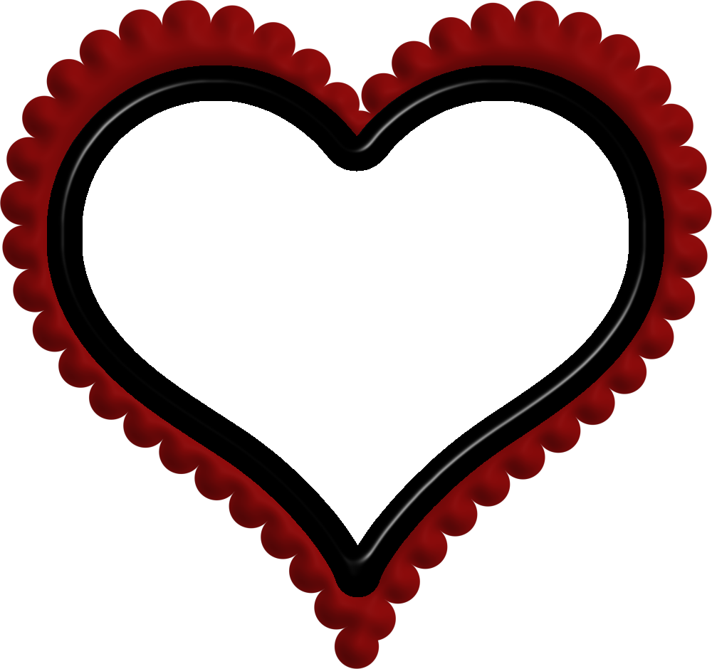 Red Scalloped Heart Frame PNG Image