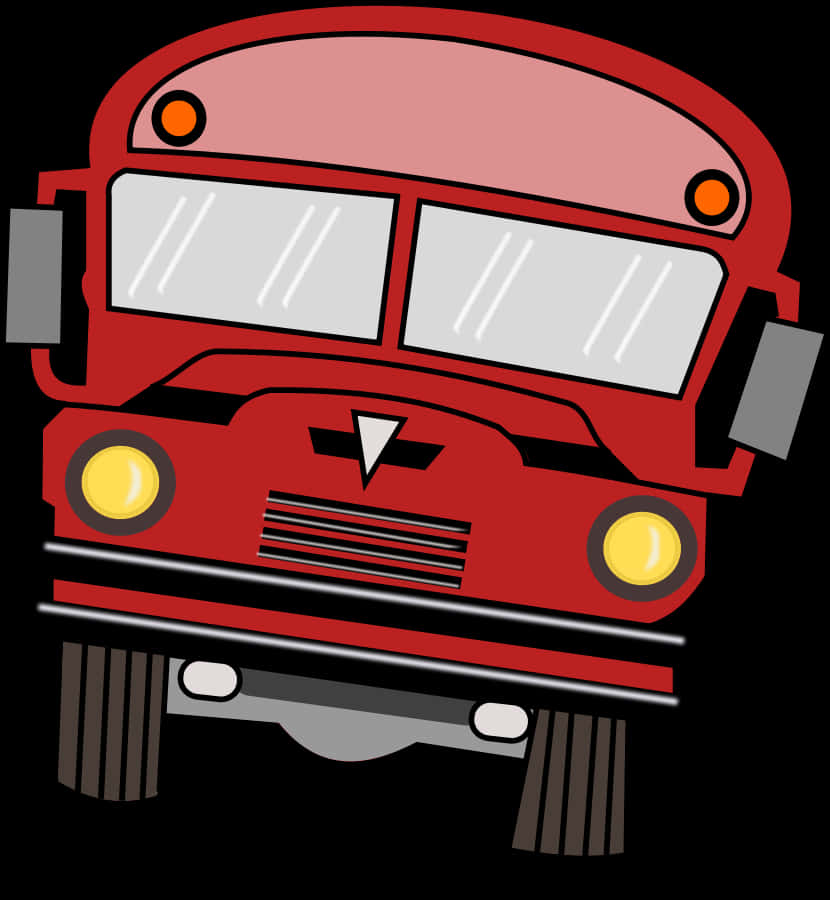 Red School Bus Cartoon PNG Image