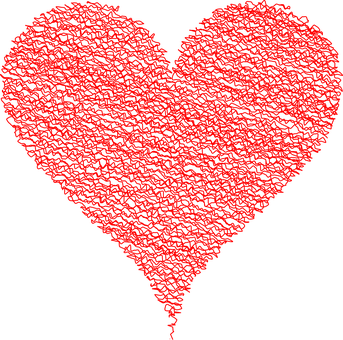 Red Scribble Hearton Black Background PNG Image